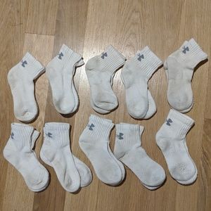 10 pairs Under Armour Boys Quarter Crew Socks, 7-9